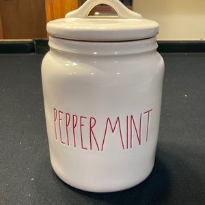 Rae Dunn peppermint canister